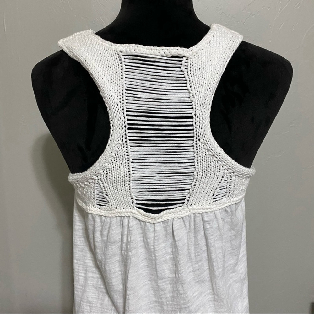 Velvet sleeveless boho tank top beads white size Medium - Picture 4 of 7